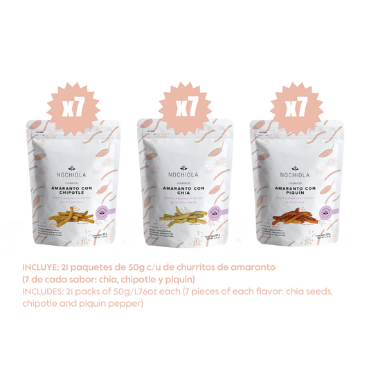 Combo Churritos de amaranto 50g (21 piezas)