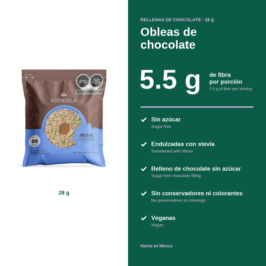 Beneficios Obleas de chocolate rellenas de chocolate Nochiola