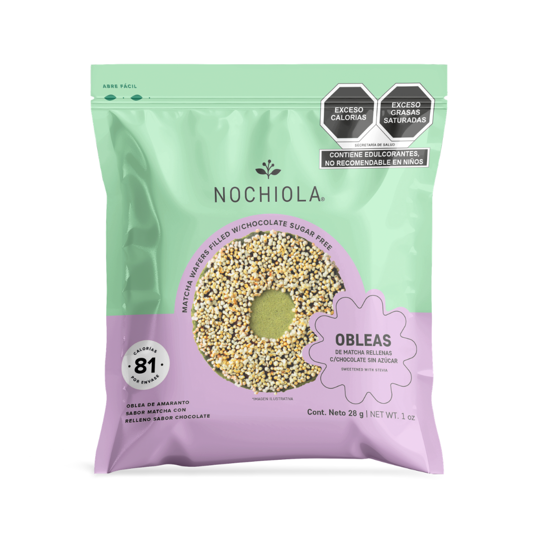 Obleas de Matcha rellena de Chocolate sin azúcar 28g